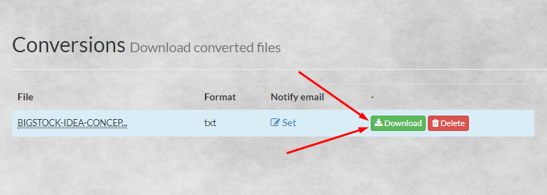 OCR Tools Conversion download converted  files